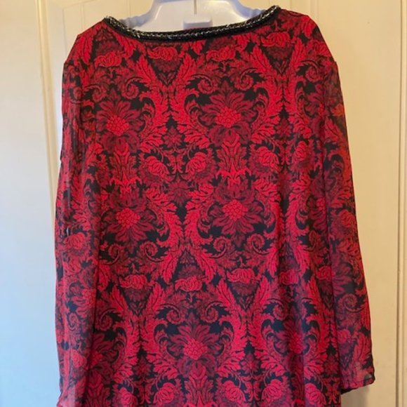 Roz&Ali Red and Black Blouse Size 2X - Picture 8 of 9